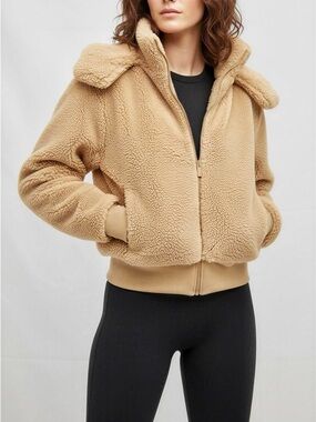 ALO YOGA Foxy Oversized Sherpa Jacket, Camel, XS